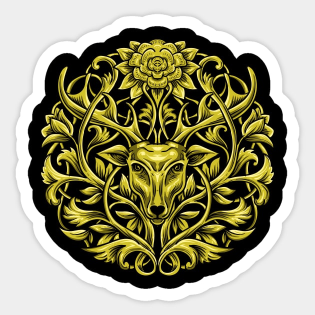 deer with nature Sticker by bondan_marshall